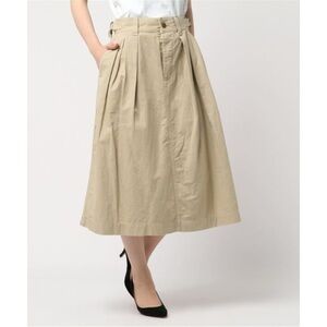 Margaret Howell Gray Brown Front Pleat Four Pocket Cotton Linen Midi Skirt